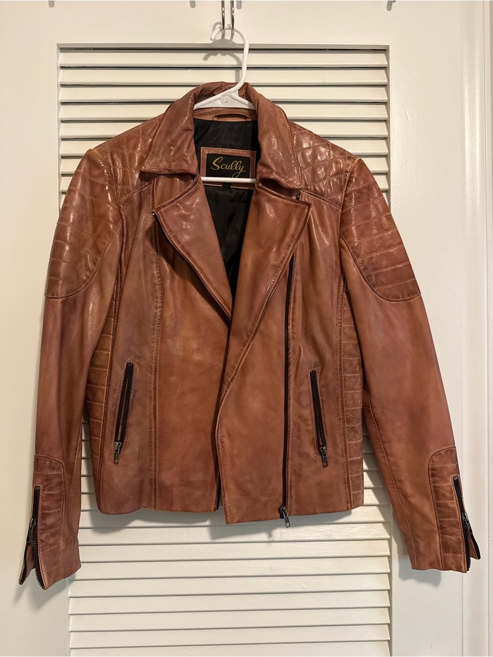 Scully women’s Cognac Brown Leather Bomber Jacket